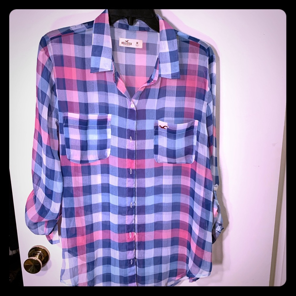 Sheer plaid blouse